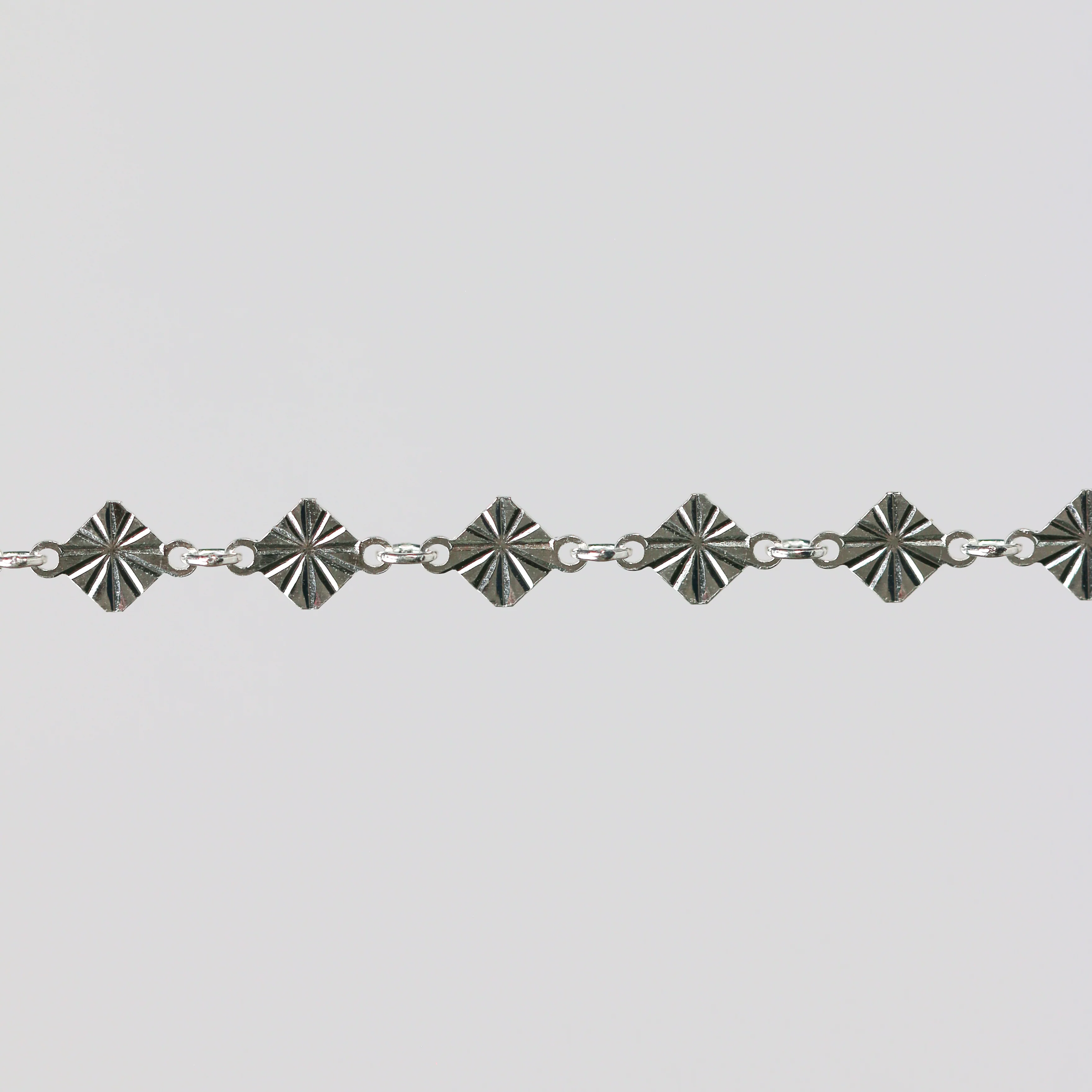 Antonella Permanent Jewelry Chain, Diamond Disc Design, Rolo Links, Available in Sterling Silver - Image 4