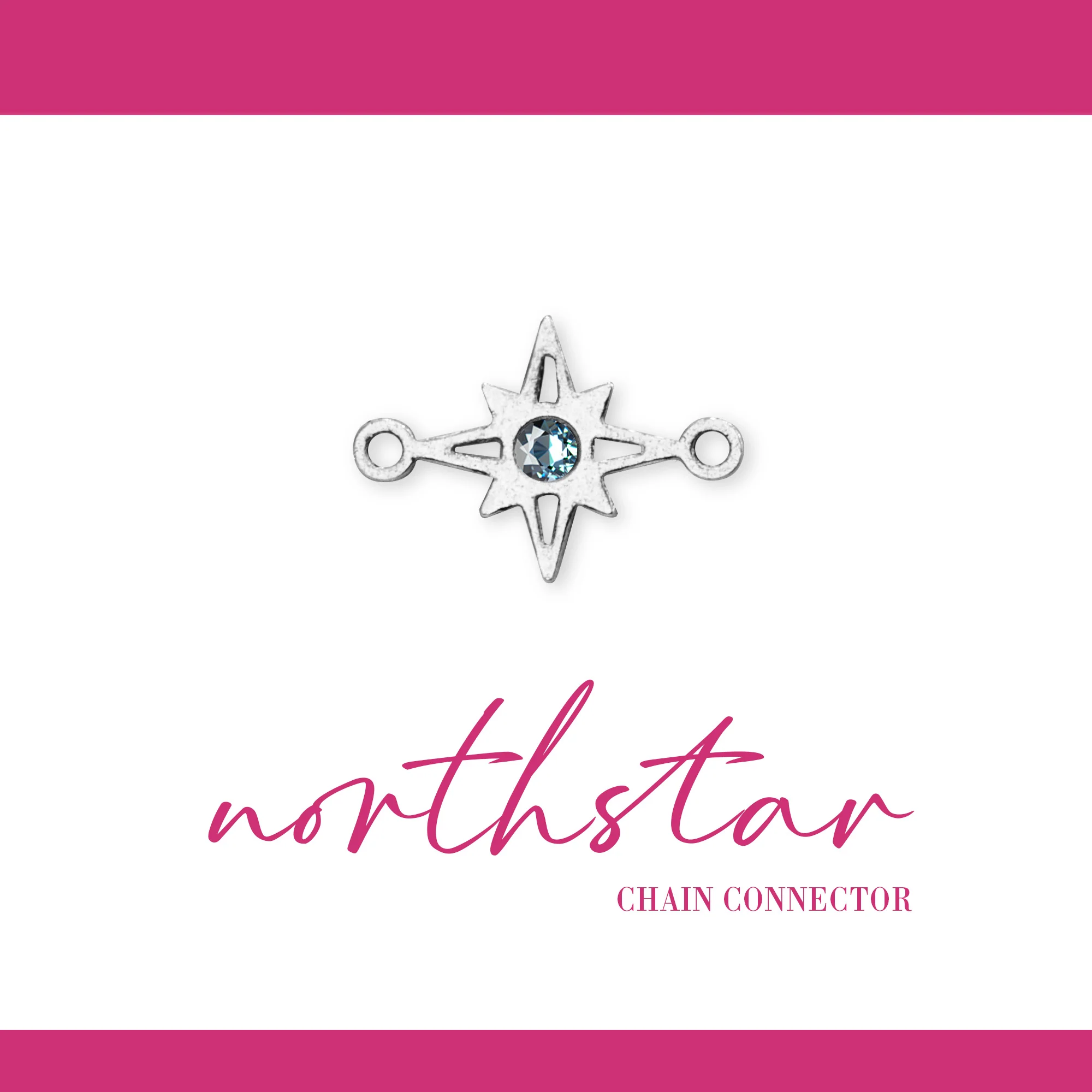 Northstar Connector | Sterling Silver | 10mm | White Gemstone | 4pk - Image 2