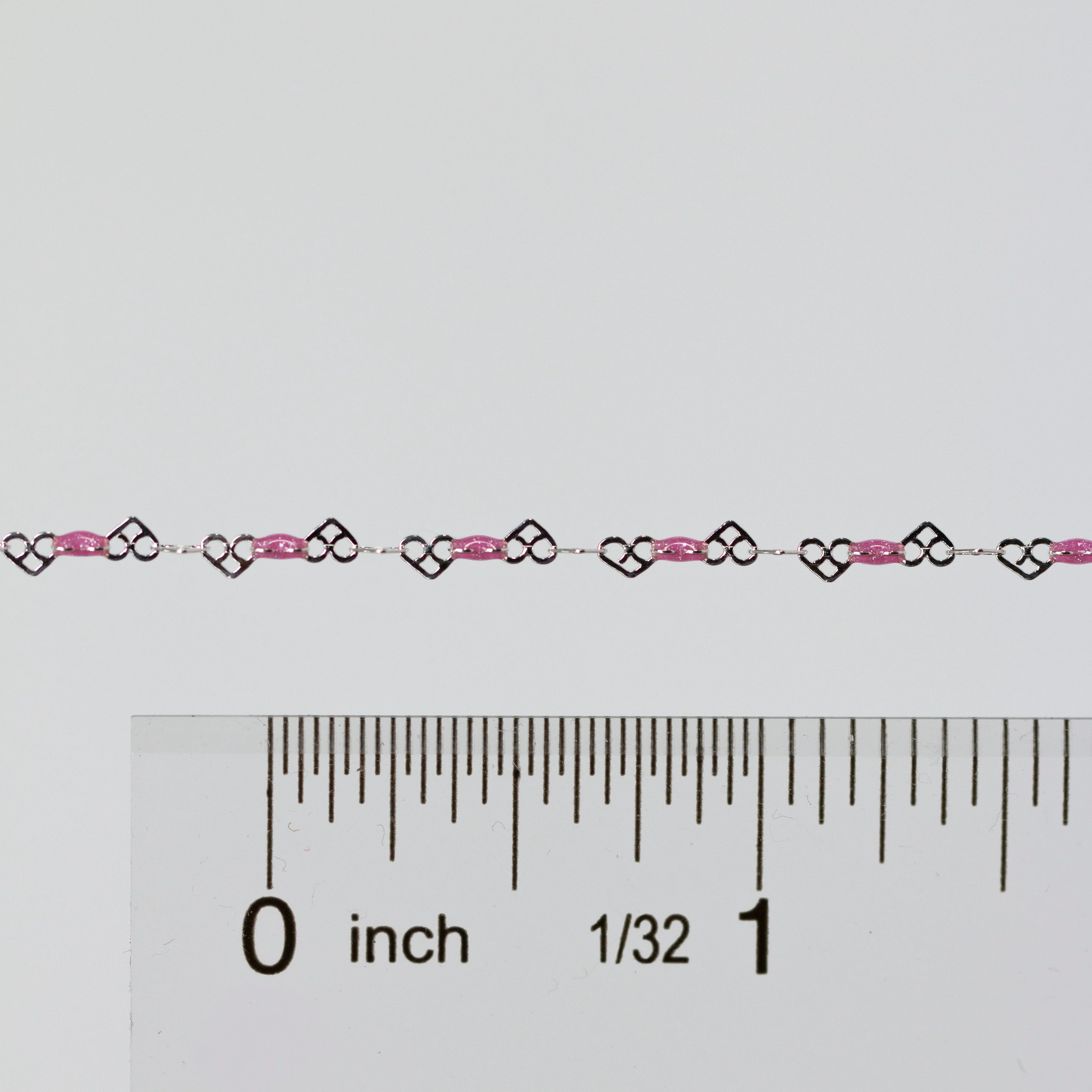 Kelly Permanent Jewelry Chain, Heart Links with Rose Enamel, Available in Sterling Silver - Image 4