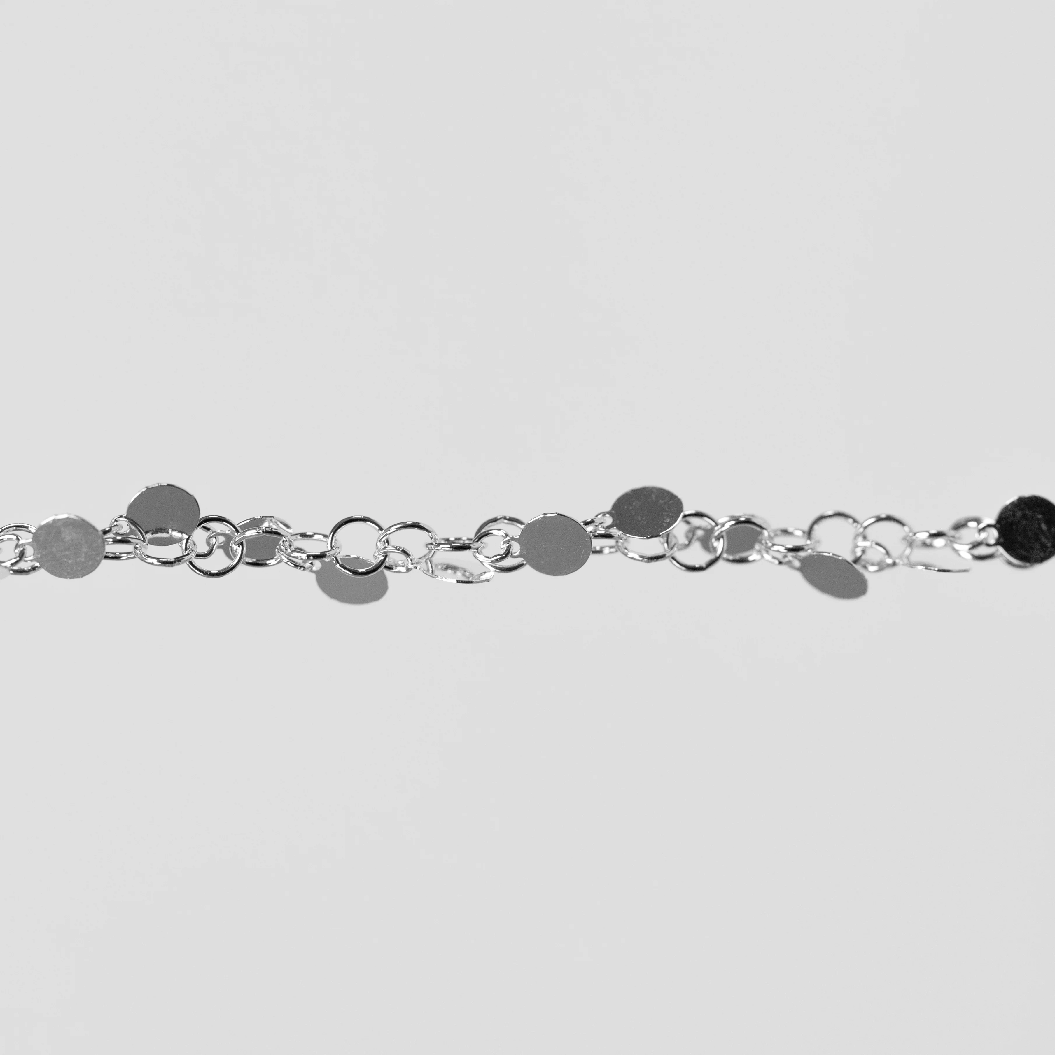 Melody Permanent Jewelry Chain, Round Rolo Links with 4mm Hanging Discs, Available in Sterling Silver - Image 4