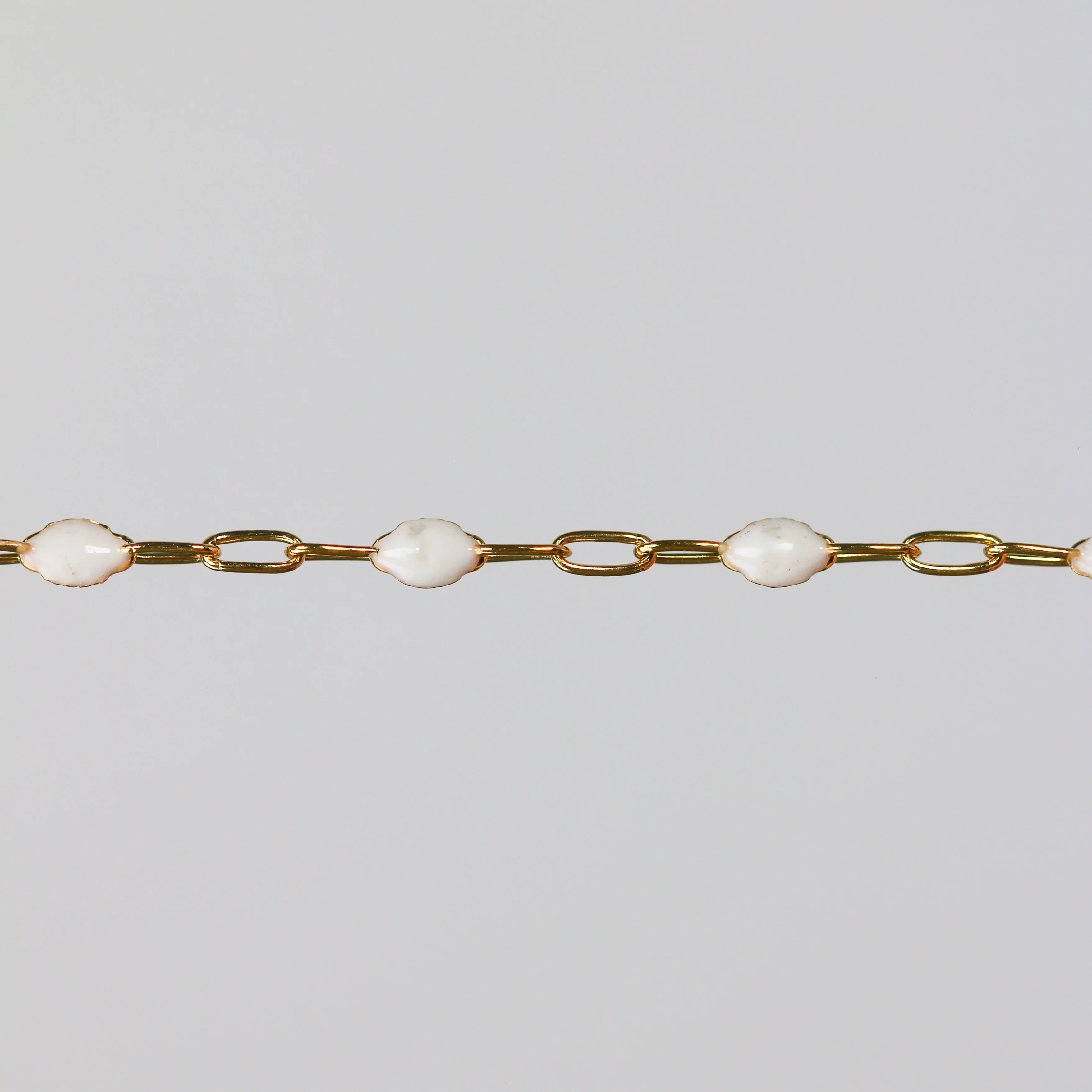 Silvia Permanent Jewelry Chain, White Enamel Design, Cable Links, Available in Gold Filled and Sterling Silver - Image 2